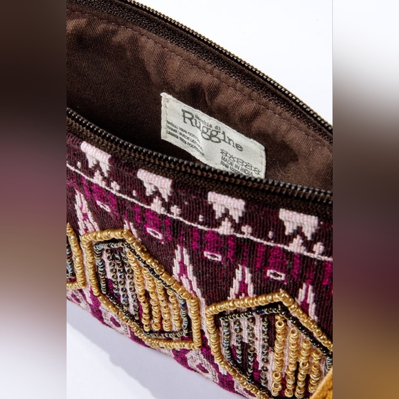 Handmade Hand Beaded Wristlet Clutch - Ethnic Inspired Design - Dyed Fine Cotton - Picture 5 of 6